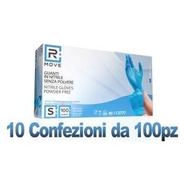 Rmove 10 Confezioni da 100 Pezzi Taglia S in Nitrile Blu Uso Medico Senza Polvere