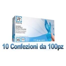 Rmove Guanti Nitrile Blu uso Medico Senza Polvere 10 Confezioni da 100 Pezzi Taglia XS