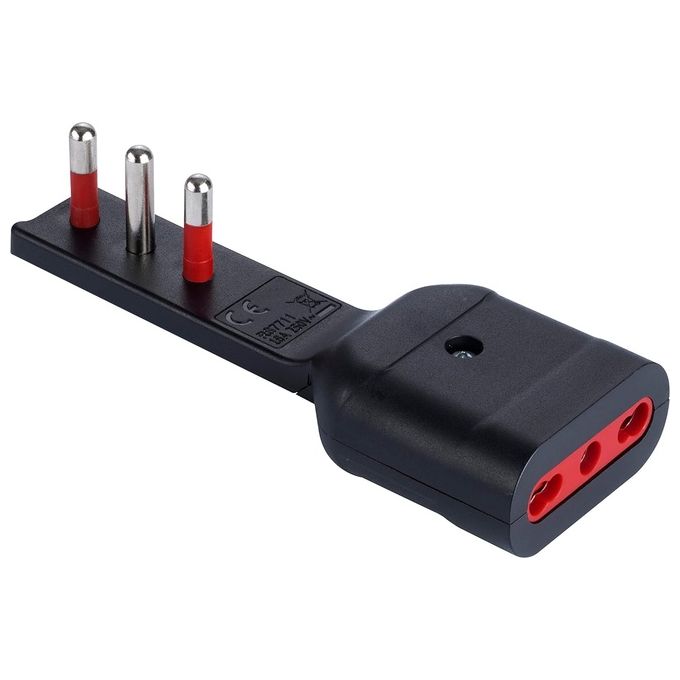 Rosi Adattatore Diritto 16a 2PT Nero Ultrapiatto