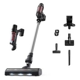 RH6A71 Aspirapolvere Senza Filo Ciclonico Aspirapolvere Senza Sacco Potenza 140 Watt colore Alluminio e Rosso