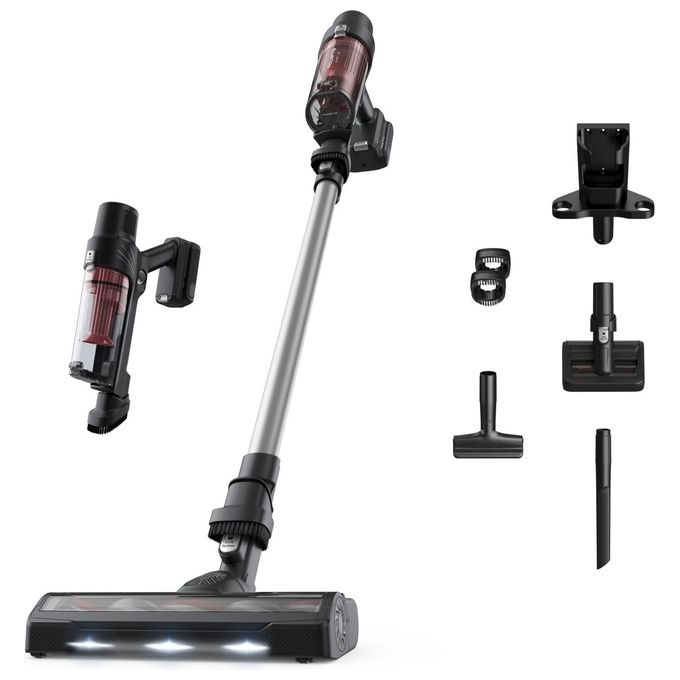 Image of Rowenta RH6A71 Aspirapolvere Senza Filo Ciclonico Aspirapolvere Senza Sacco Potenza 140 Watt colore Alluminio e Rosso