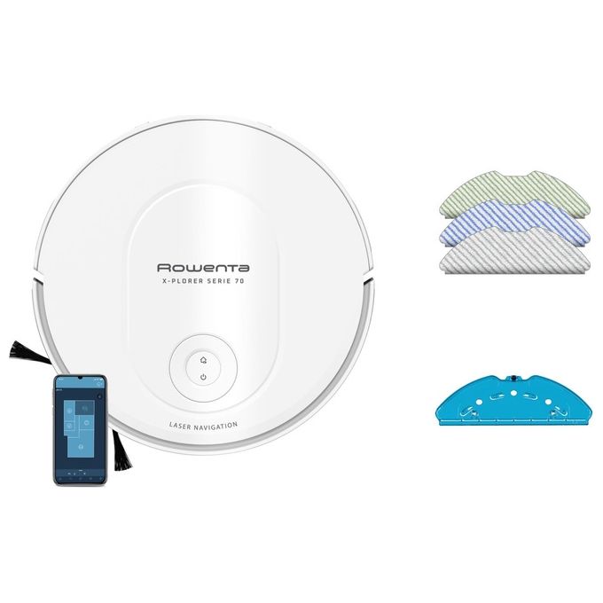 Rowenta RR8477WH X-Plorer Robot Aspirapolvere senza Sacco Lava e Aspira Capacita' 0.4 Litri Wi-Fi colore Bianco