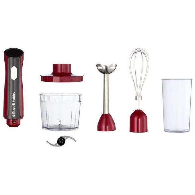Image of Russell Hobbs 27140-56 Frullatore ad Immersione Minipimer Potenza 500 Watt Accessori Frusta e Tritatutto colore Rosso