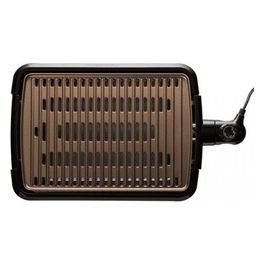 Smokeless BBQ Grill 1350W Nero Larga Piastra in Acciaio 49.7x 33.5cm