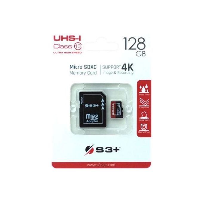 S3 Plus S3SDC10U1/128GB-R MicroSDXC 128Gb UHS-I U1 Class 10 con Adatattatore