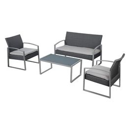 Salotto Alicante Black Washed (2 Poltrone 1 Divano 1 Tavolo) Cuscini Colore Bianco