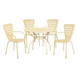 Salotto Ginevra Big (1 Tavolo 4 Sedie) Acciaio - Colore Crema