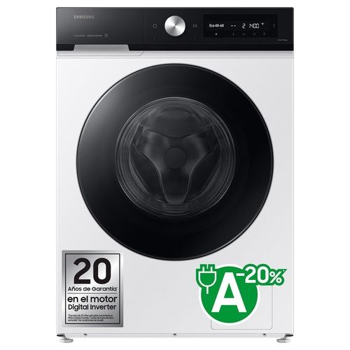 BeSPOKE AI WW90DB7U94GEU3 Lavatrice a carica frontale 9 Kg Classe A Ecodosatore AI Lavaggio e Control Profondità 60 bianco
