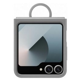 Custodia Pieghevole in Silicone con Anello per Galaxy Z Flip6 Grigio