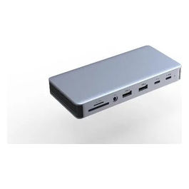 Docking Station Dual Display Blu Alluminio e Acciaio