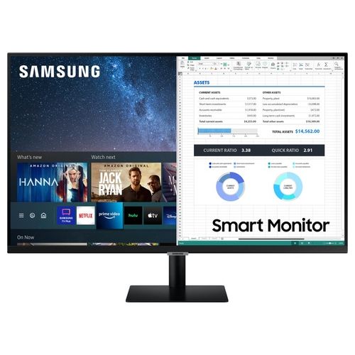Samsung Smart Monitor M5 (S32AM500), Flat 32'', 1920x1080 (Full HD), Piattaforma Smart TV (Amazon Video, Netflix), Airplay, Mirroring, Office 365, Wireless Dex, Casse Integrate, WiFi, HDMI, USB