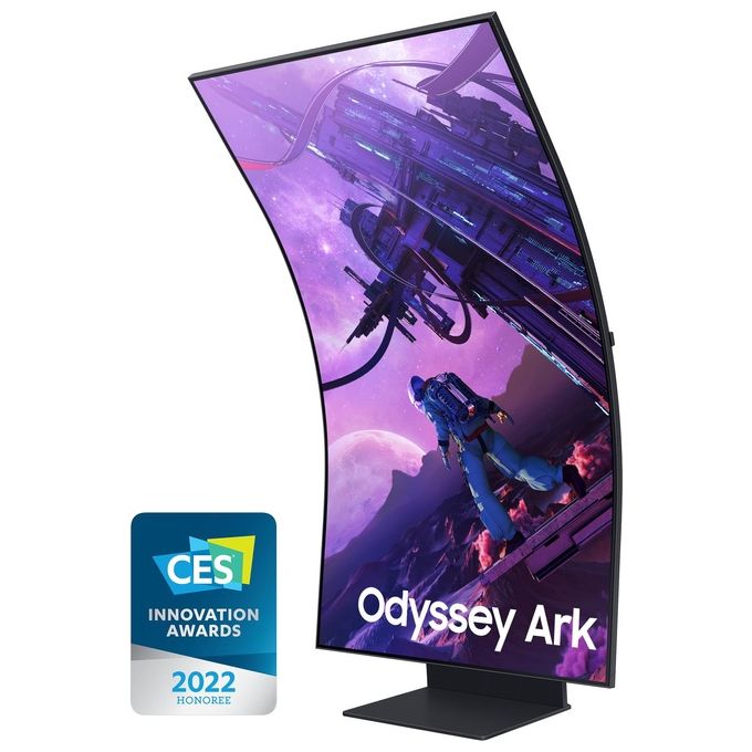 Samsung Monitor Gaming Odyssey Ark (S55BG970), Curvo (1000R), 55'', 3840x2160 (UHD 4K), Mini-LED, HDR10+, VA, 165Hz, 1ms, Freesync Premium Pro, HDMI, USB, WiFi, Bluetooth, Casse Integrate, HAS, Pivot