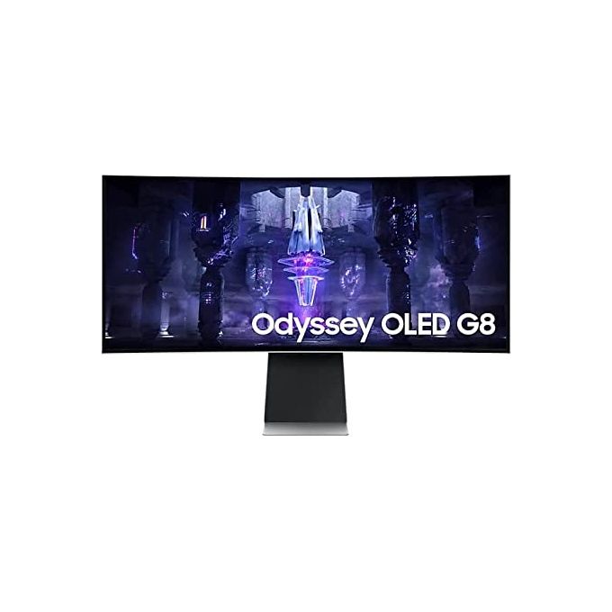 Samsung Monitor Gaming Odyssey OLED G8 (S34BG850), Curvo (1800R), 34'', 3440x1440 (WQHD), 21:9, HDR10+, OLED, 175 Hz, 0,1 ms, Freesync Premium, Micro HDMI, USB-C, Mini-DP, WiFi, Bluetooth, Casse, HAS
