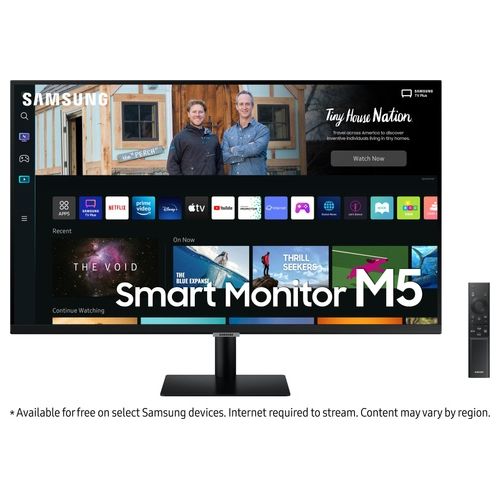 Samsung Smart Monitor M5 (S32BM500), Flat 32'', 1920x1080 (Full HD), Piattaforma Smart TV (Amazon Video, Netflix), Airplay, Mirroring, Office 365, Wireless Dex, Casse Integrate, IoT Hub, WiFi, HDMI
