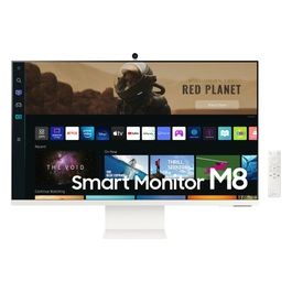 Smart Monitor M8 (S32BM801), Flat 32'', 3840x2160 (UHD 4K), Piattaforma Smart TV (Amazon Video, Netflix), Airplay, Mirroring, Office 365, Wireless Dex, Casse Integrate, WiFi, USB TypeC, Bianco