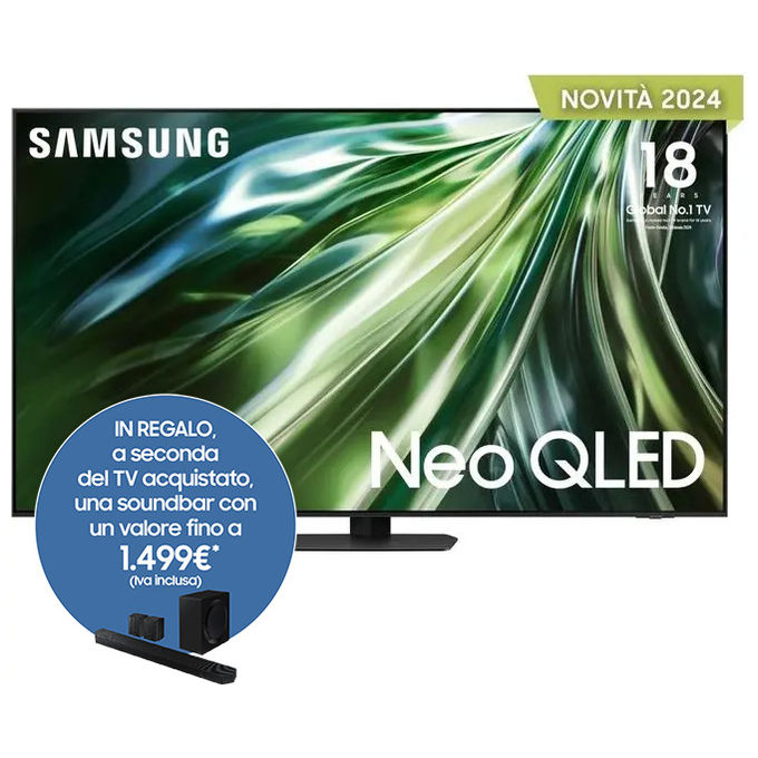 Samsung Neo QLED 4k QE65QN90DATXZT 65 pollici Smart Tv processore NQ4 AI GEN2 TECNOLOGIA QUANTUM MATRIX DOLBY ATMOS OTS