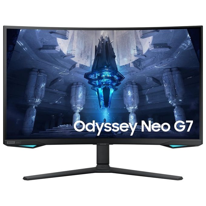 Samsung Monitor Gaming Odyssey Neo G7 (S32BG750), Curvo (1000R), 32'', 3840x2160 (UHD 4K), Mini-LED, HDR10+, VA, 165 Hz, 1 ms, Freesync Premium Pro, HDMI, USB, Display Port, Ingresso Audio, HAS, Pivot