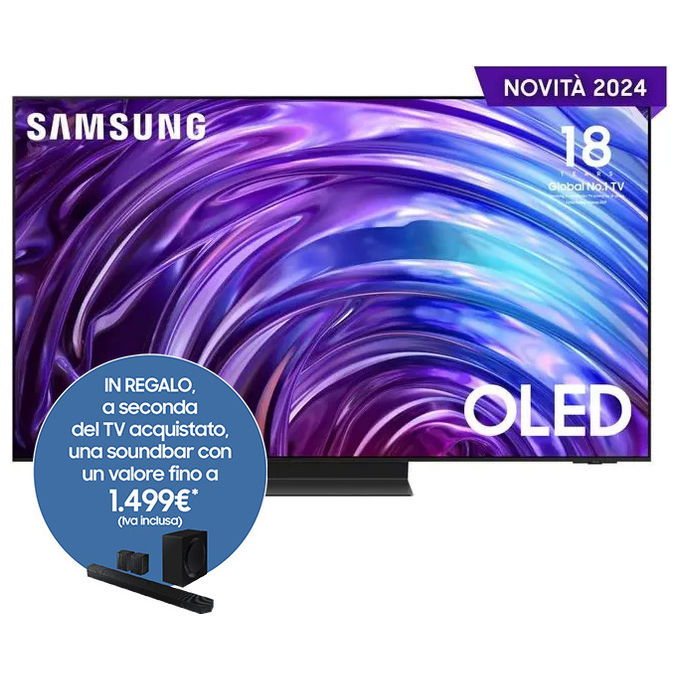 Samsung OLED 4k QE55S95DATXZT 55 pollici Smart Tv processore NQ4 AI GEN2 INFINITY ONE DESIGN DOLBY ATMOS OTS+