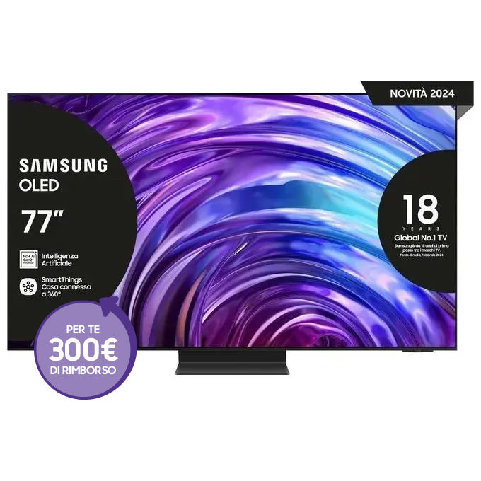 Samsung OLED 4k QE77S95DATXZT 77 pollici Smart Tv processore NQ4 AI GEN2 INFINITY ONE DESIGN DOLBY ATMOS OTS+
