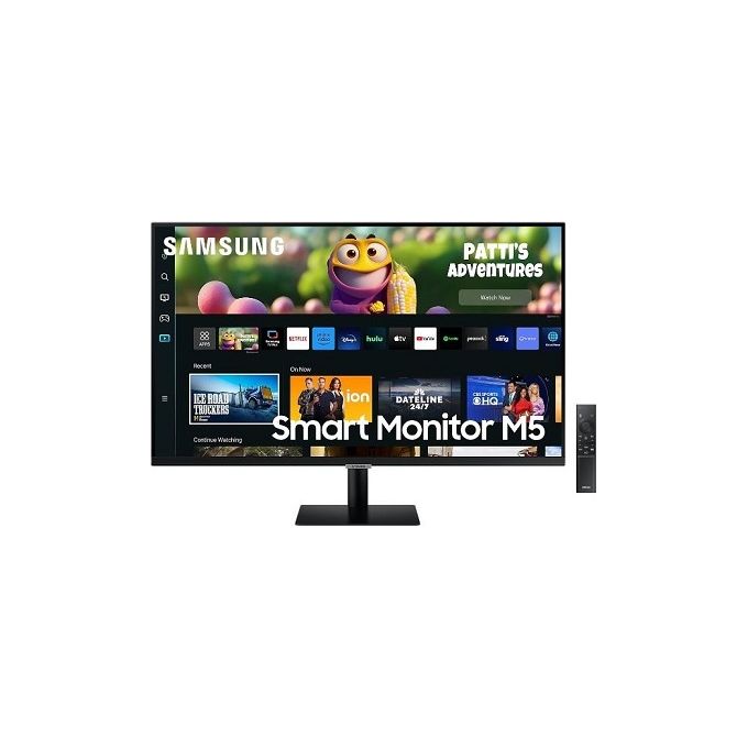 Samsung Smart Monitor M5 LS32CM500EUXEN 32'' Full HD Flat, Piattaforma Smart TV (Amazon Video, Netflix), Airplay, Mirroring, Office 365, Wireless Dex, Gaming Hub, Altoparlanti Integrati, 2x HDMI