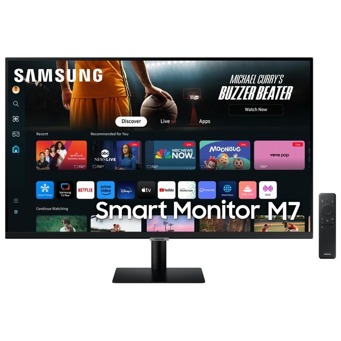 Image of Samsung Smart Monitor M7 S32DM700 Nero 32'' VA, UHD 4K (3840 x 2160), 60Hz, 4ms, Inclinabile, 2 HDMI (2.0), USB-C (65W), 3 USB-A, Smart TV, Gaming Hub