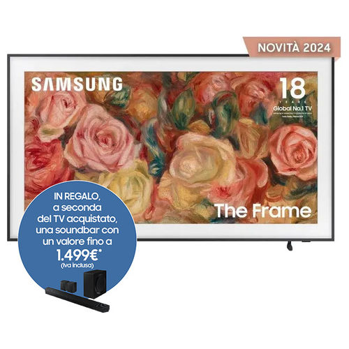 Samsung The Frame QE75LS03DAUXZT 75 pollici Smart Tv MODERN FRAME DESIGN & ART MODE PROCESSORE QUANTUM 4K DOLBY ATMOS OTS