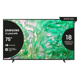 UE75DU8070UXZT TV Crystal UHD 4K 75 pollici Smart TV Wi-Fi Nero 2024 Processore Crystal 4K Upscaling AirSlim Design OTS Lite