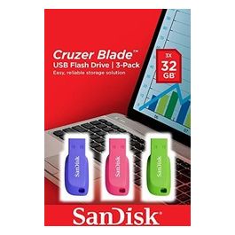 SanDisk Cruzer Blade 3x 32Gb Unita' Flash USB USB tipo A 2.0 Blu/Verde/Rosa