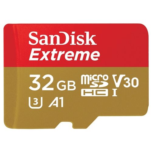 SanDisk Extreme 32 GB microSDHC + SD Adapter Up to 100 MB/s, Class 10, UHS-I, U3, V30