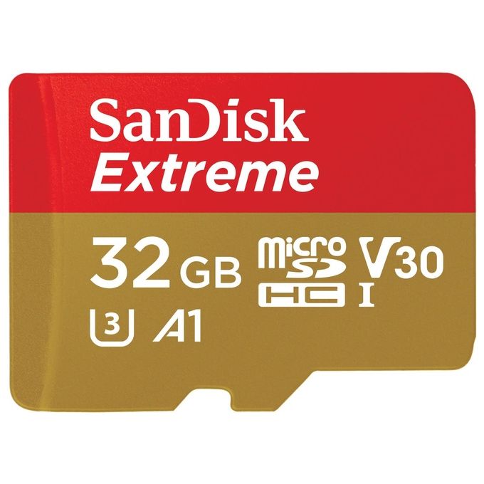 SanDisk Extreme 32 GB microSDHC + SD Adapter Up to 100 MB/s, Class 10, UHS-I, U3, V30