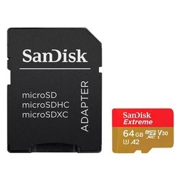 Extreme PLUS Scheda di Memoria Flash Adattatore da microSDXC a SD in Dotazione 64Gb A2 / Video Class V30 / UHS-I U3 / Class10 UHS-I microSDXC
