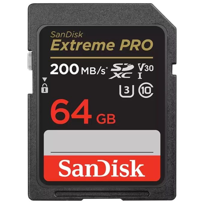 SanDisk Extreme PRO 64GB SDXC fino a 200 MB/s, UHS-I Class 10 U3 V30