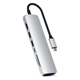 Satechi Adattatore Multiporta Slim Usb-C con Ethernet 4K Hdmi Gigabit Ethernet Porta di Ricarica Usb-C