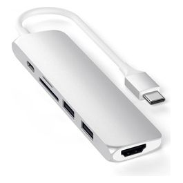 Adattatore V2 Multiporta Sottile Tipo C Alluminio 4K Hdmi Lettore Schede Micro/SD e Usb 3.0