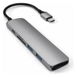 Adattatore V2 Multiporta Sottile Tipo C Alluminio 4K Hdmi Lettore Schede Micro/SD e Usb 3.0