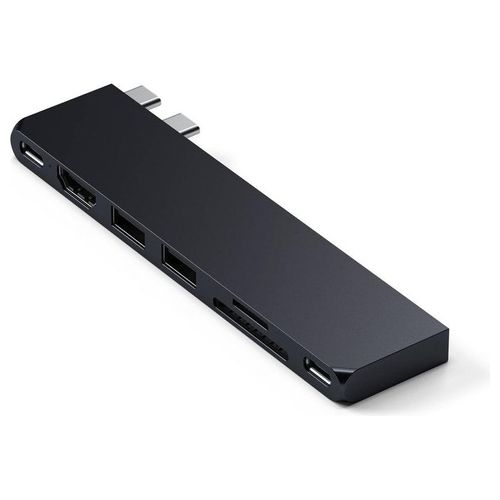 Satechi USB C Hub Multiport Adapter Pro Slim 7 in 1 Dongle per MacBook Pro/Air M2 4 Porte USB 4 Risoluzione HDMI 4K Nero Mezzanotte