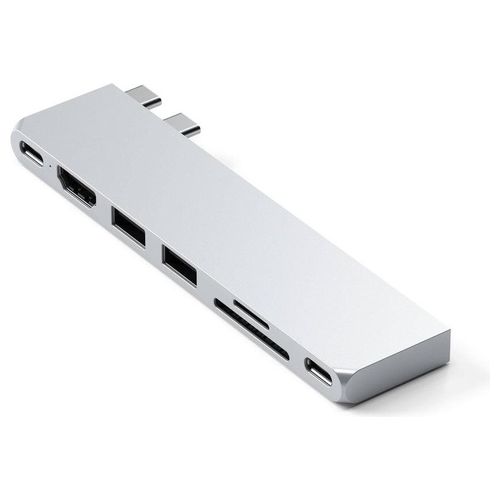 Satechi USB C Hub Multiport Adapter Pro Slim 7 in 1 Dongle per MacBook Pro/Air M2 con 4 Porte USB 4 Risoluzione HDMI 4K Argento