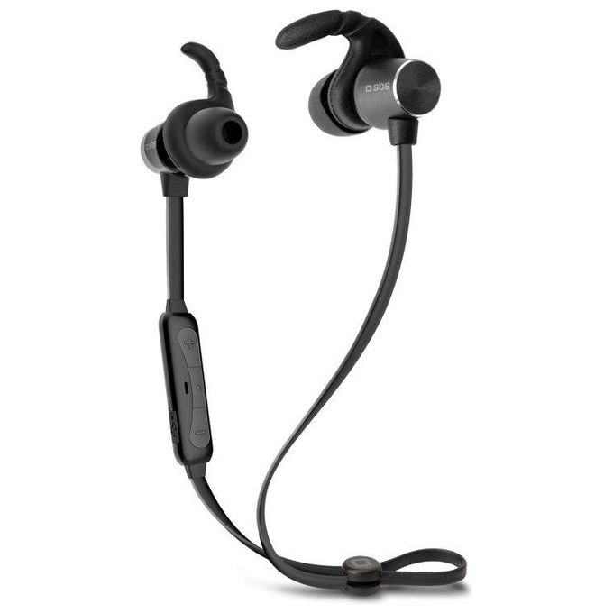 Sbs Auricolari Wireless con Archetti e Laccetto da Collo con Attacco Magnetico Dotati di Controller con Tasti per la Gestione di Musica e Chiamate Nero