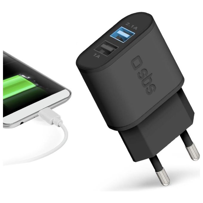 Sbs Caricabatterie da 2100mAh con cavo Micro Usb