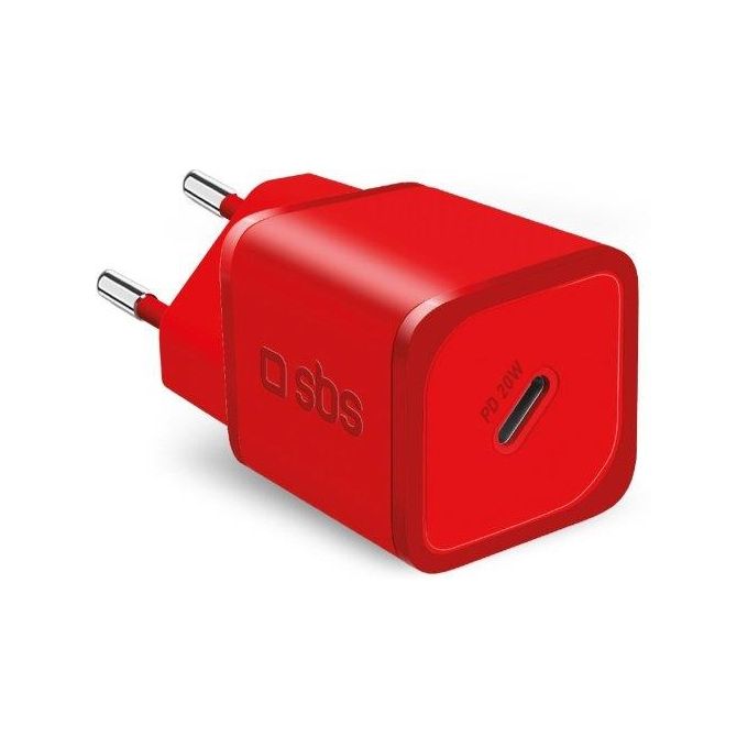 Sbs Caricabatterie Usb Nanotube Charger PD 20W Rosso