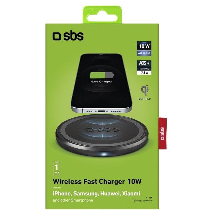 Sbs Caricabatterie Wireless Fast Charger Compatibile QI 10W