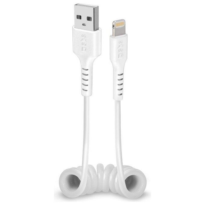 Sbs Cavo Usb - Lightning a Spirale da 17 a 50cm Made For Apple Bianco