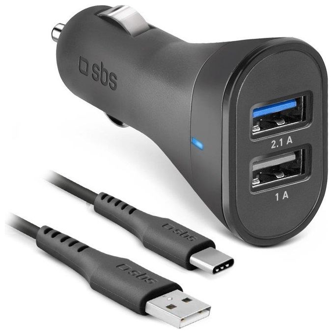 Sbs Kit di Ricarica USB-Type C per Auto Nero