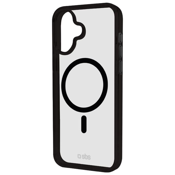 Sbs Mag Frame Case Black per iPhone 16 Compatibile con Ricarica MagSafe