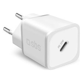 Sbs Mini Wall Charger White Caricabatterie 1xUSB-C GaN Power Delivery 20W