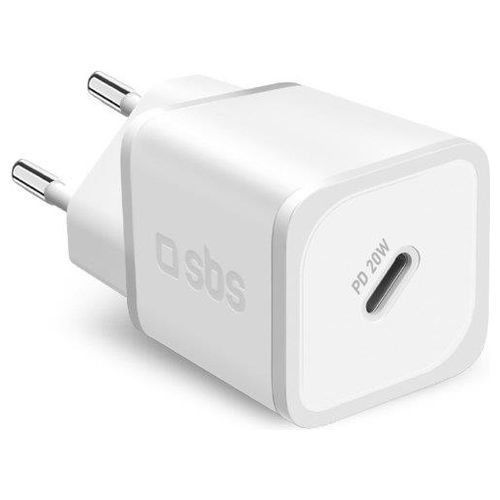 Sbs Mini Wall Charger White Caricabatterie 1xUSB-C GaN Power Delivery 20W