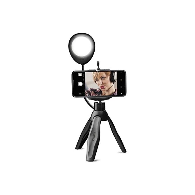Sbs Selfie Tripod Treppiede con Luce e Telecomando Wireless