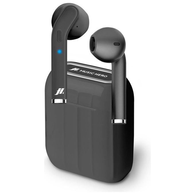 Sbs Twin TWS True Auricolari Wireless Stereo con Microfono e Tasto Risposta/Fine Chiamata Custodia di Ricarica da 300mAh fino a 2.5 Ore di Ascolto Musica Nero