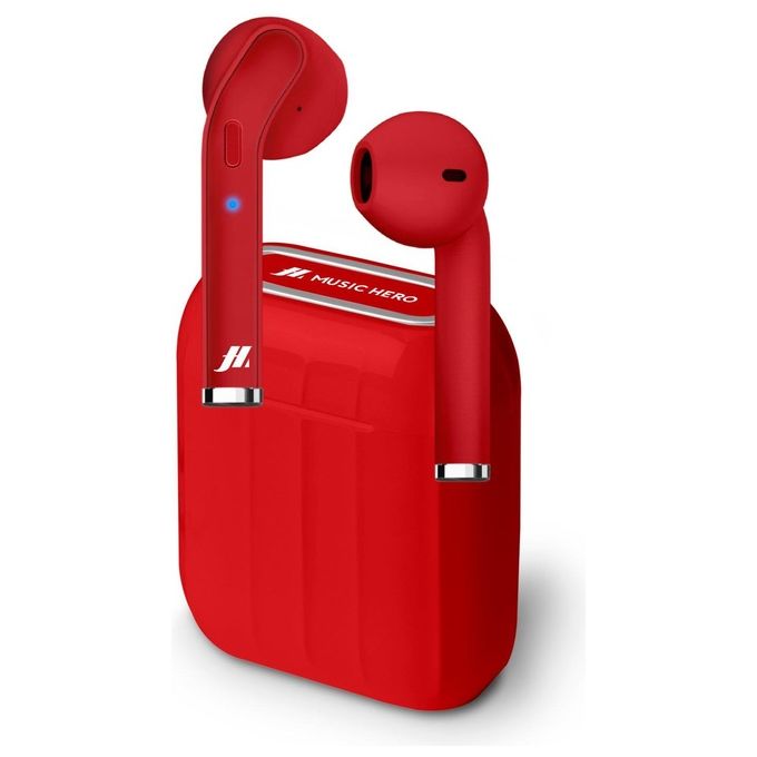 Sbs Twin TWS True Auricolari Wireless Stereo con Microfono e Tasto Risposta/Fine Chiamata Custodia di Ricarica da 300mAh fino a 2.5 Ore di Ascolto Musica Rosso