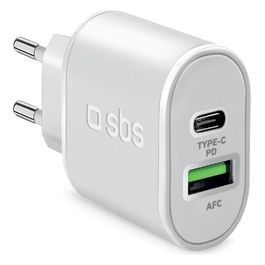 Sbs Wall Charger Caricabatterie 1xUsb-A + 1xUsb-C 20W